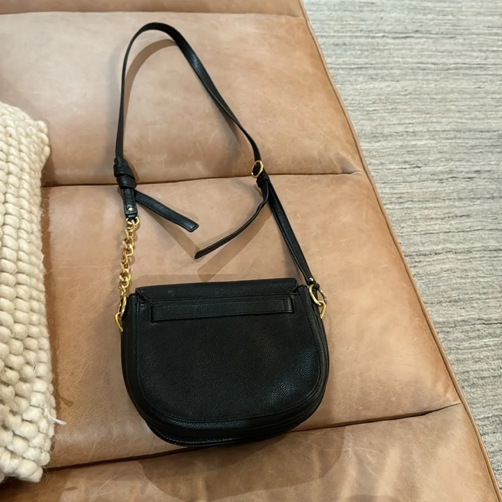Tory Burch Black Leather Crossbody with Gold Logo
